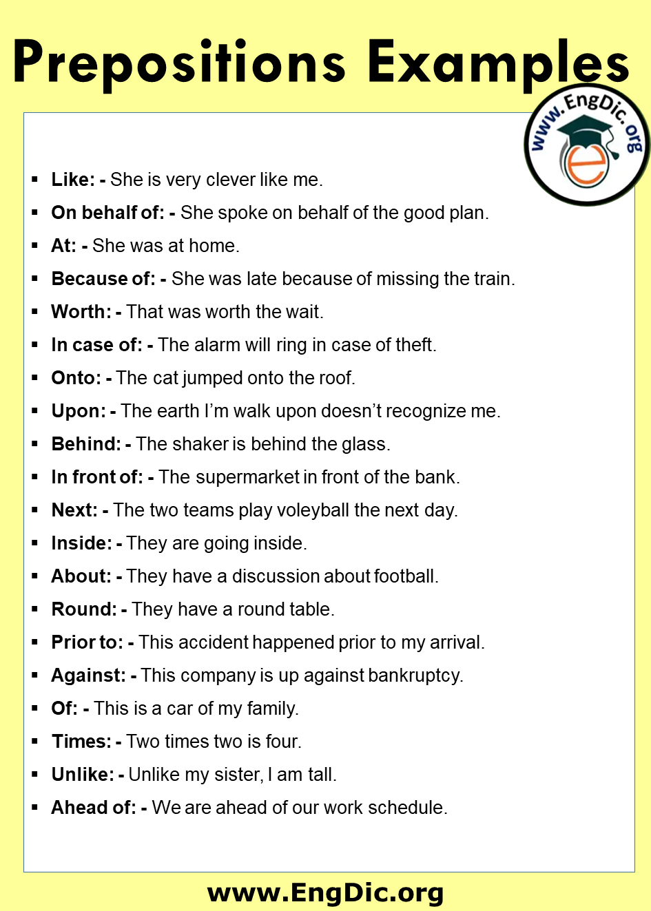 examples of preposition