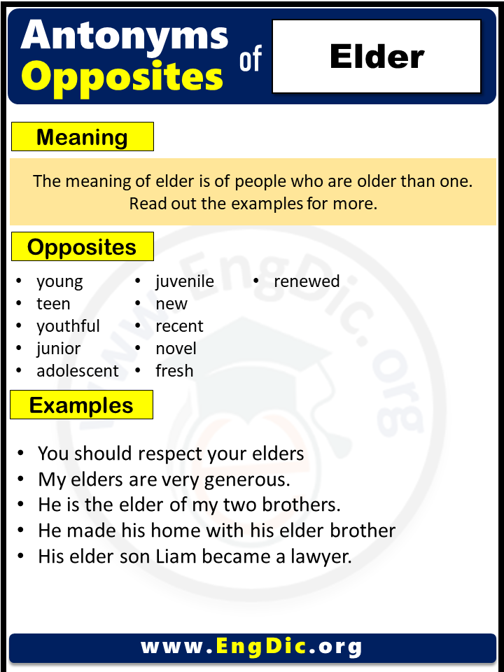 Opposite of Elder, Antonyms of Elder (Example Sentences)