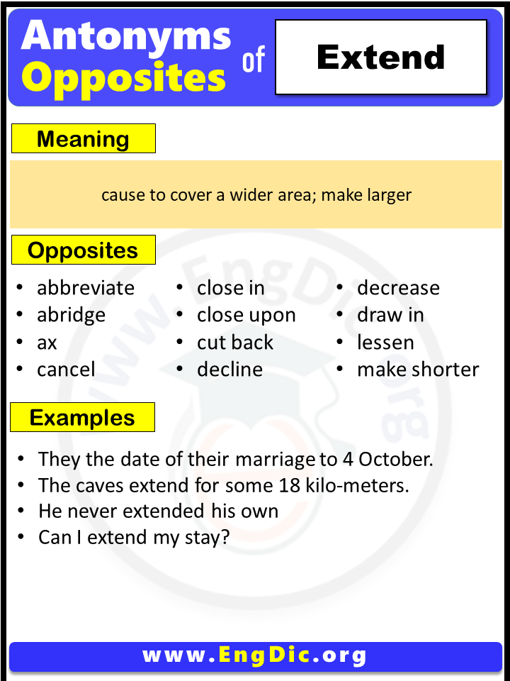 Opposite Of Extend, Antonyms of Extend (Example Sentences)