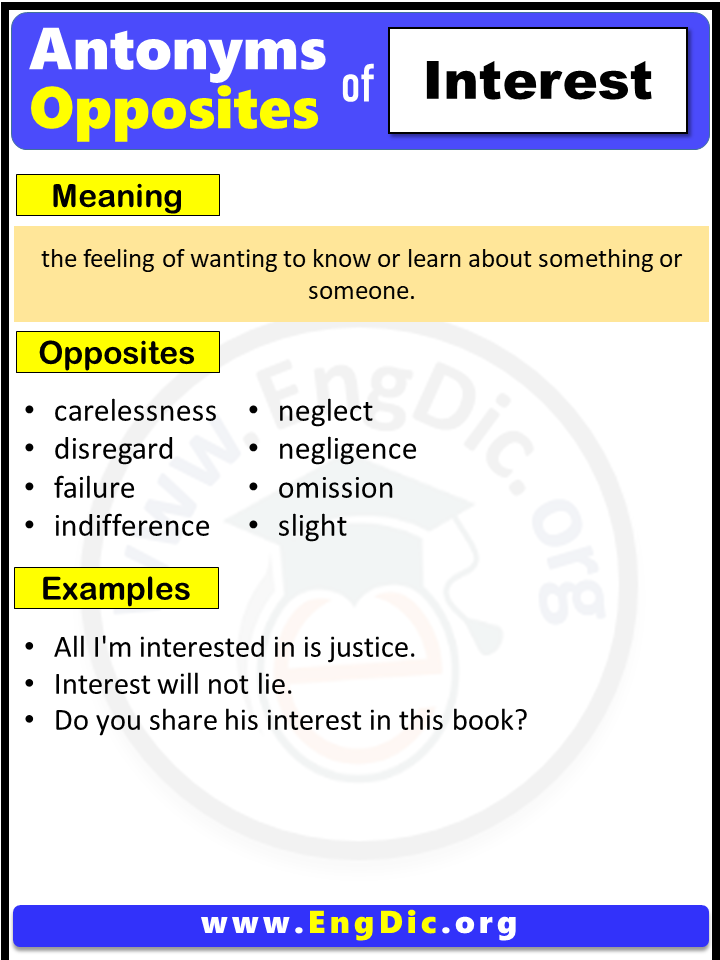 Opposite Of Interest, Antonyms of Interest (Example Sentences)