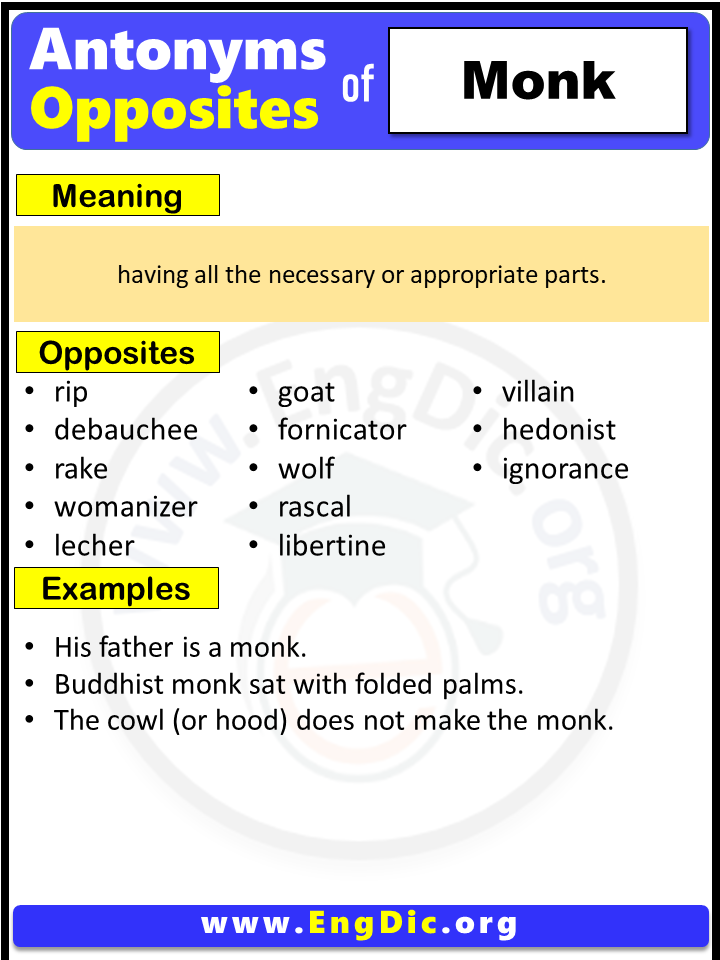 Opposite Of Monk, Antonyms of Monk (Example Sentences)