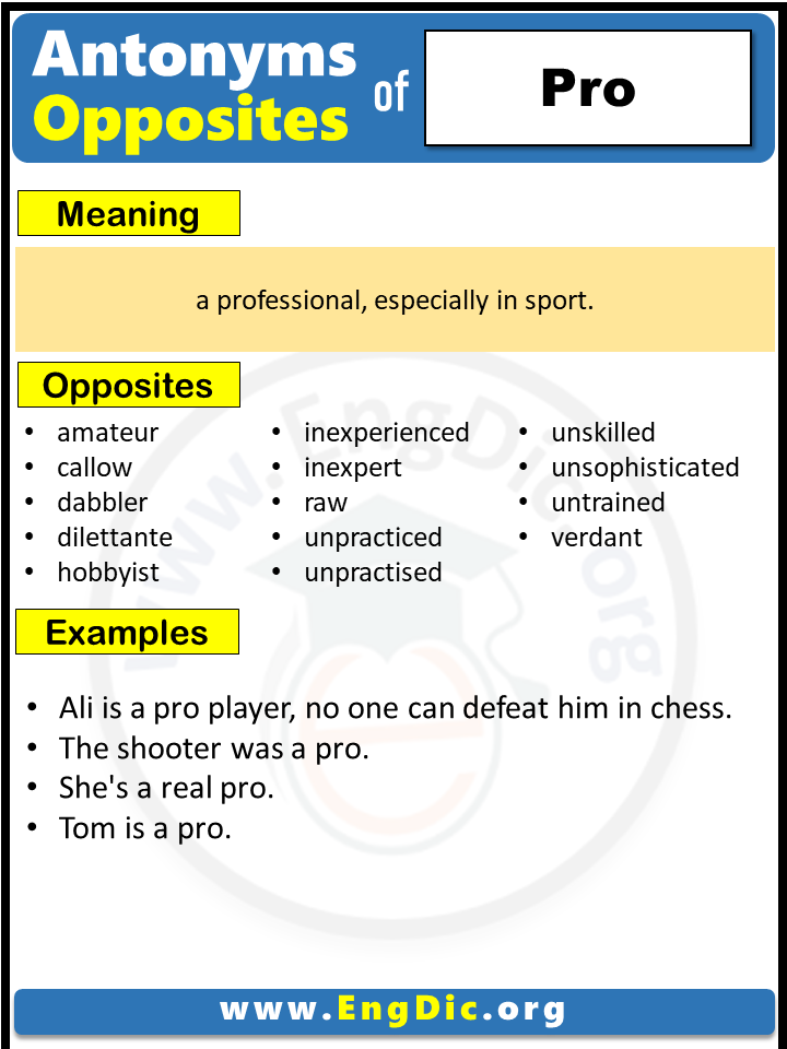 Opposite Of Pro, Antonyms of Pro, Meaning and Example Sentences