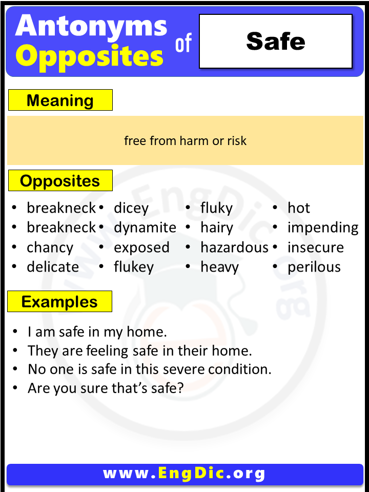 Opposite Of Safe, Antonyms of Safe (Example Sentences)