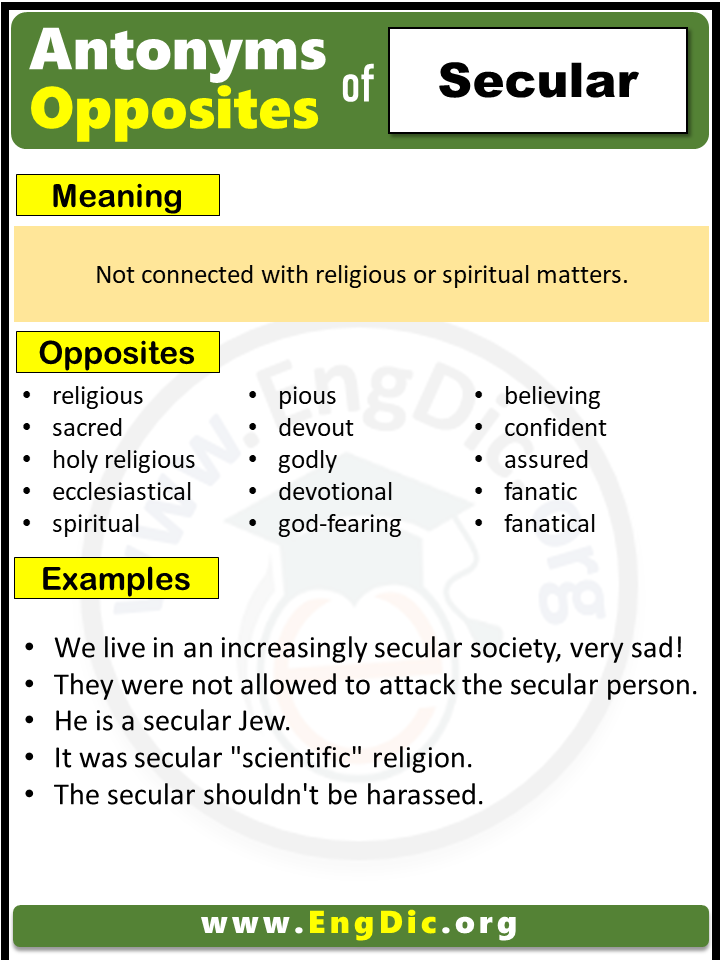 Opposite of secular, Antonyms of secular (Example Sentences)