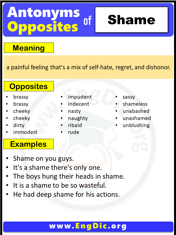 Opposite Of Shame, Antonyms of Shame (Example Sentences)