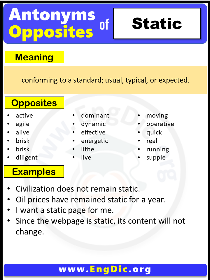 Opposite Of Static, Antonyms of Static (Example Sentences)