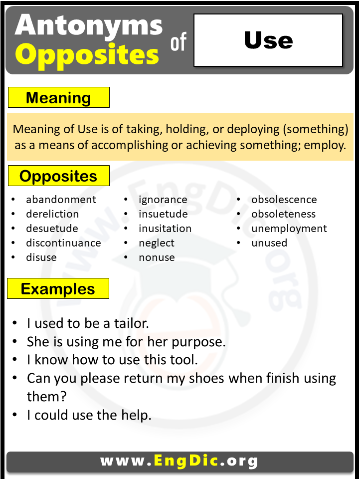 Opposite of use, Antonyms of use (Example Sentences)