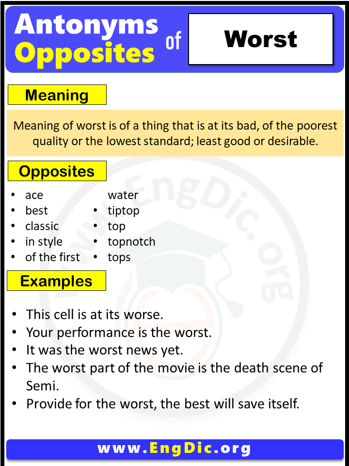 Opposite of Worst, Antonyms of Worst (Example Sentences)