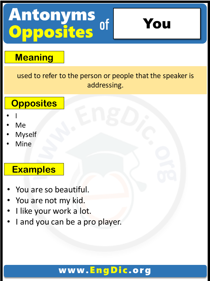 Opposite of you, Antonyms of you (Example Sentences)