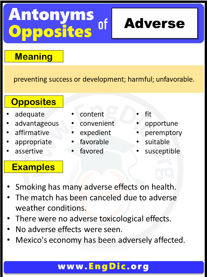 Opposite of Adverse, Antonyms of Adverse (Example Sentences)