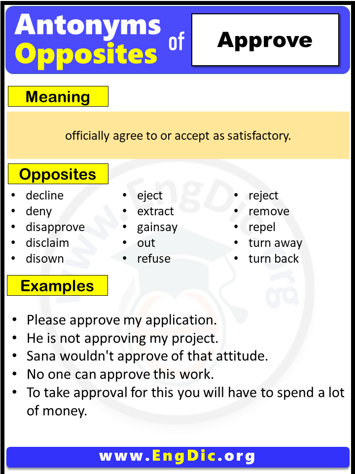 Opposite of Approve, Antonyms of Approve (Example Sentences)