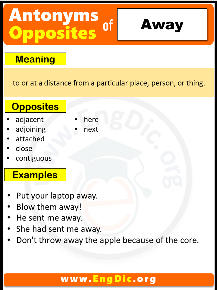 Opposite of Away, Antonyms of Away (Example Sentences)