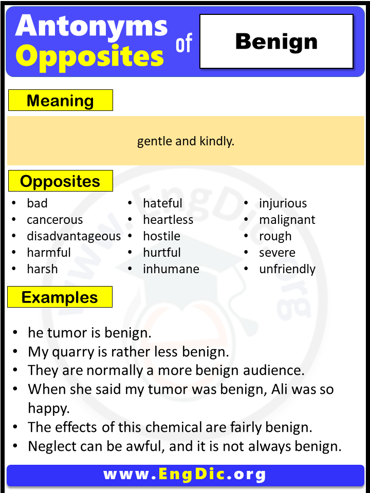 Opposite of Benign, Antonyms of Benign (Example Sentences)