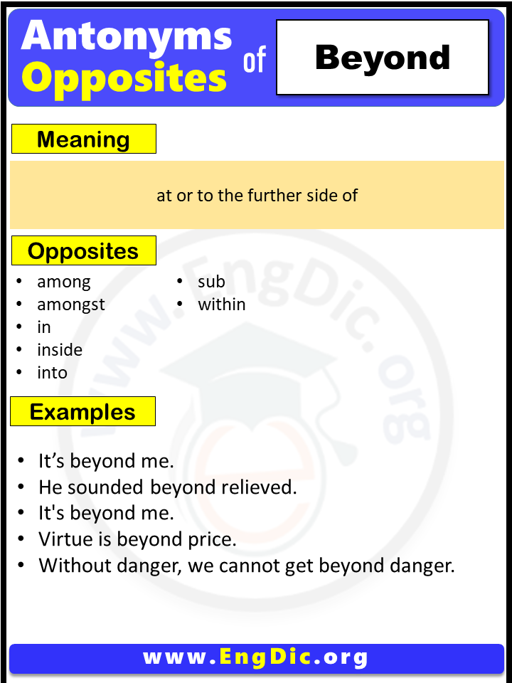 Opposite Of Beyond, Antonyms of Beyond, Meaning and Example Sentences