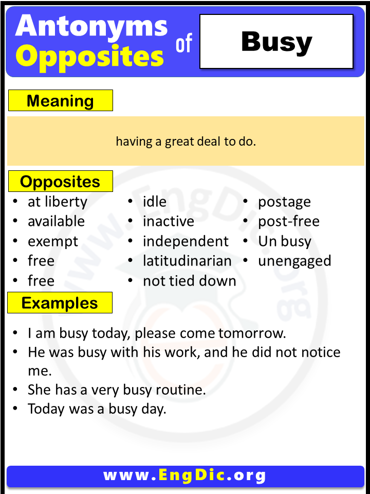 Opposite of Idle, Antonyms of Idle (Example Sentences) – EngDic