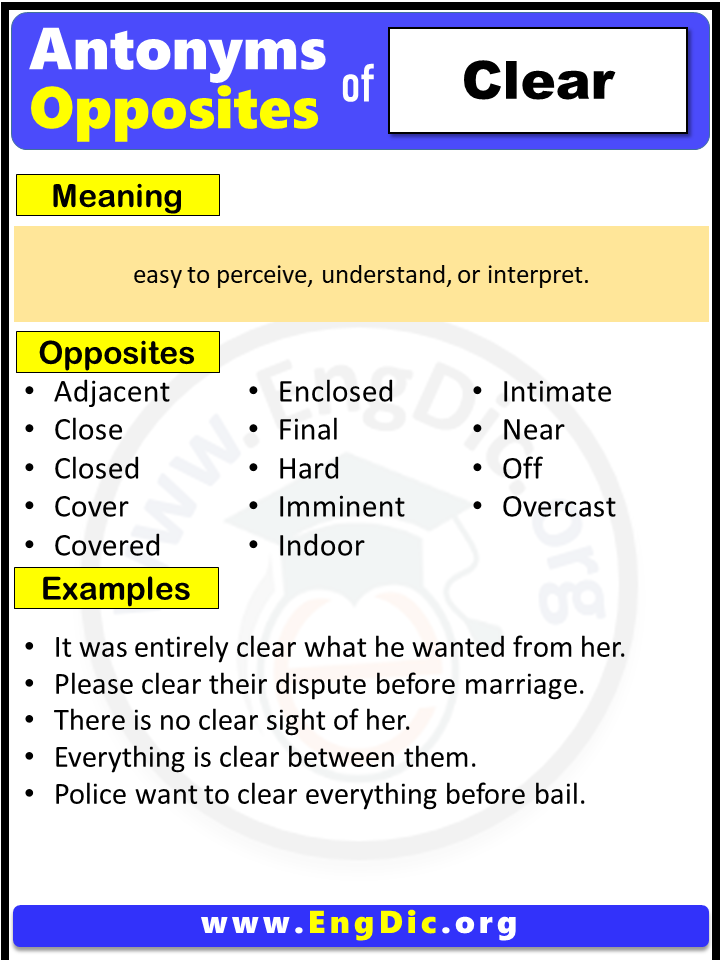 Clear Is The Opposite Of EngDic