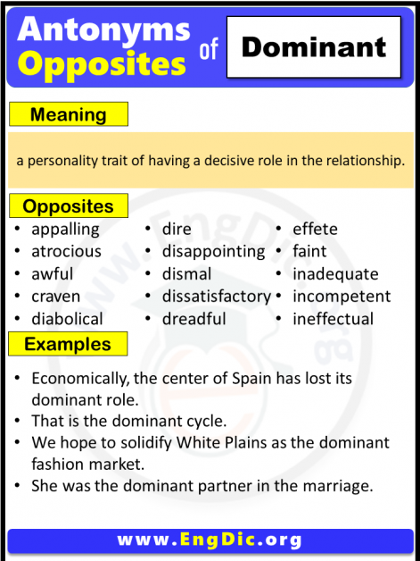 What Is The Opposite Word For Dominant