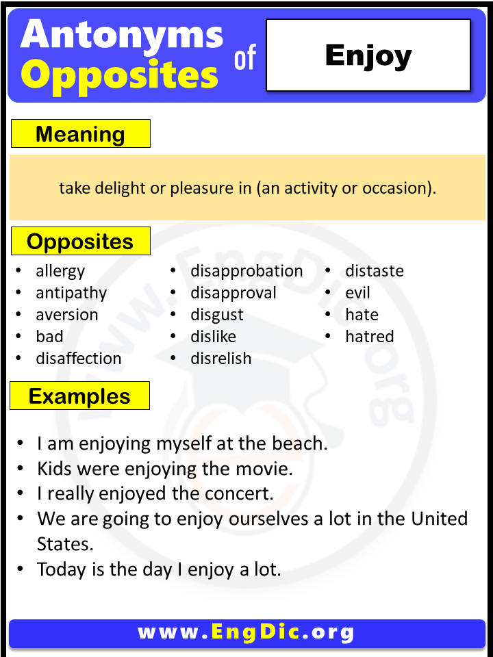 Synonyms ENJOY, Definition and Examples, Another Words for Enjoy - English  Grammar Here