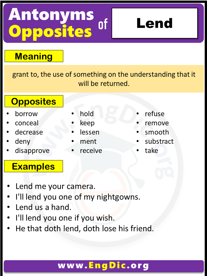 Opposite Of Lend, Antonyms of Lend (Example Sentences)