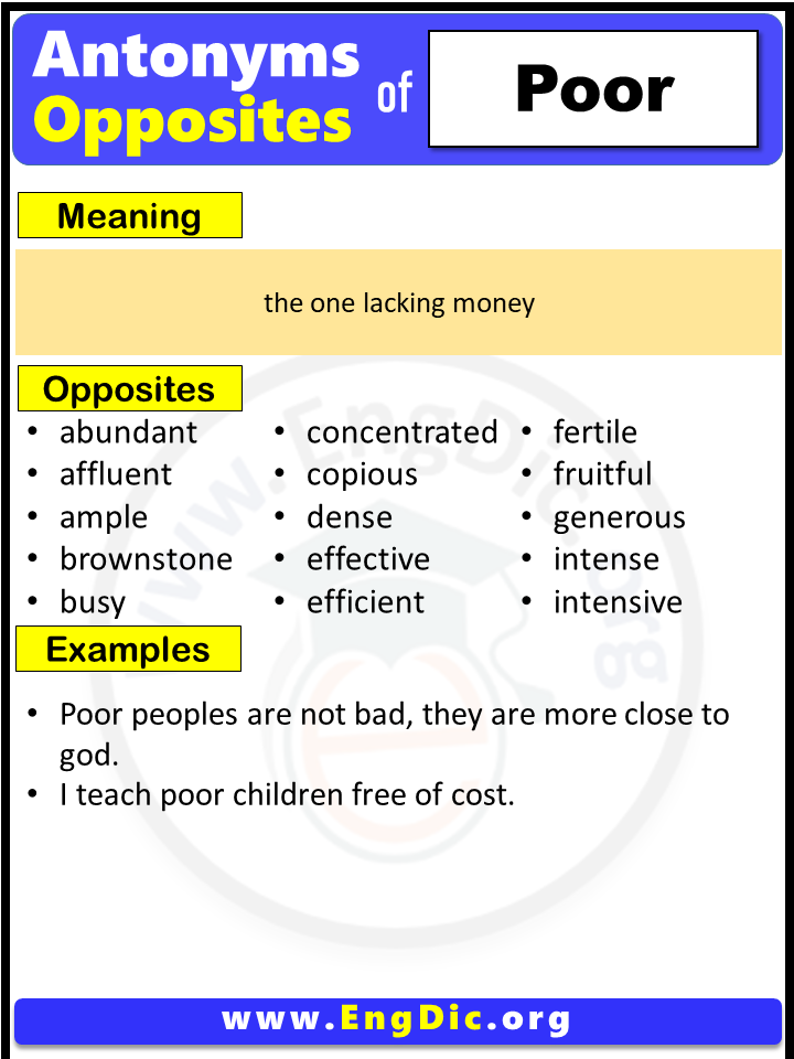 Opposite Of Poor, Antonyms of Poor, Meaning and Example Sentences
