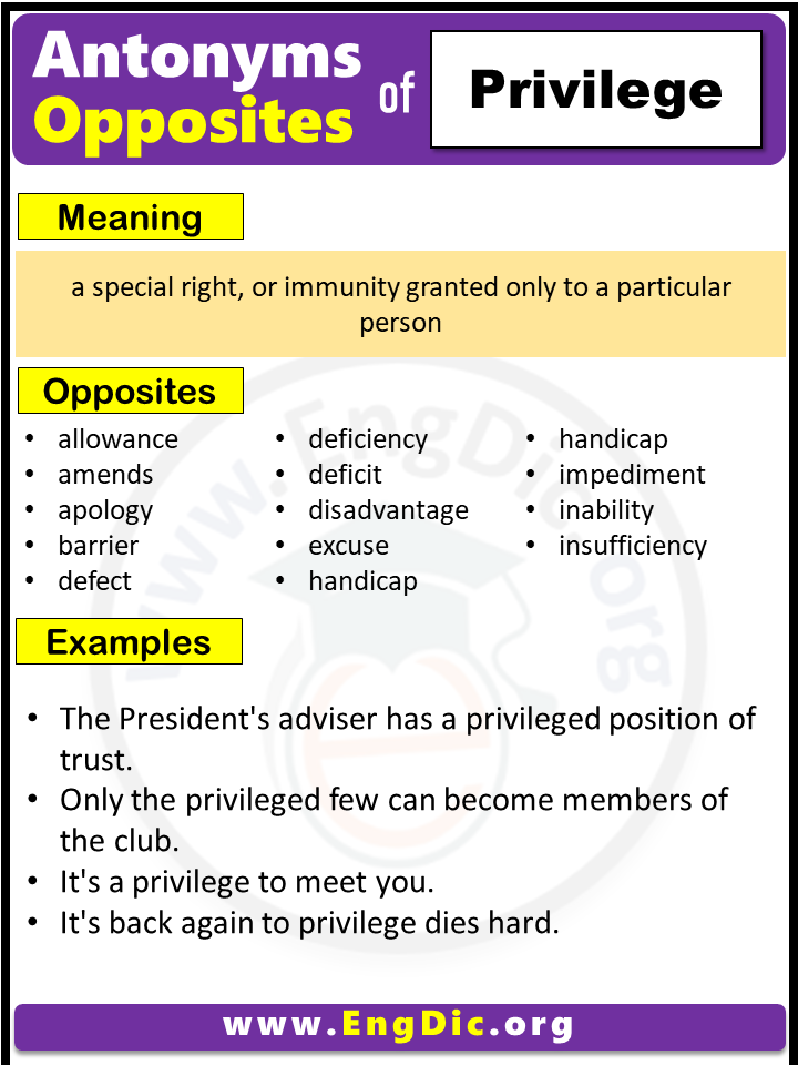 Opposite Of Privilege, Antonyms of Privilege (Example Sentences)