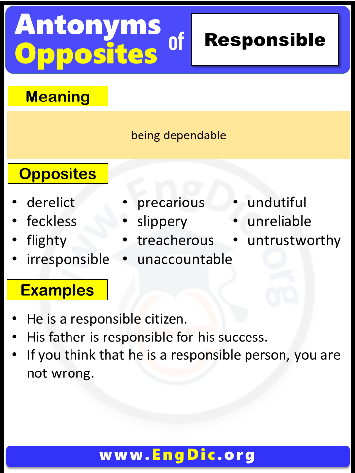 Opposite Of Responsible, Antonyms of Responsible (Example Sentences)