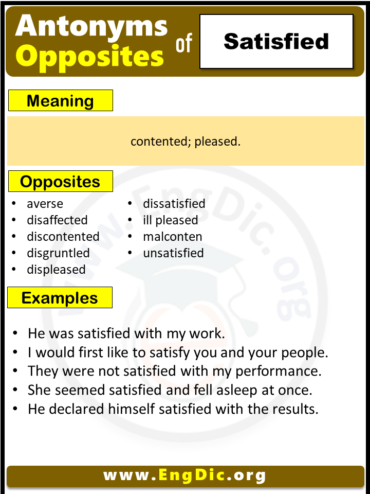 Opposite of Satisfied, Antonyms of Satisfied (Example Sentences)