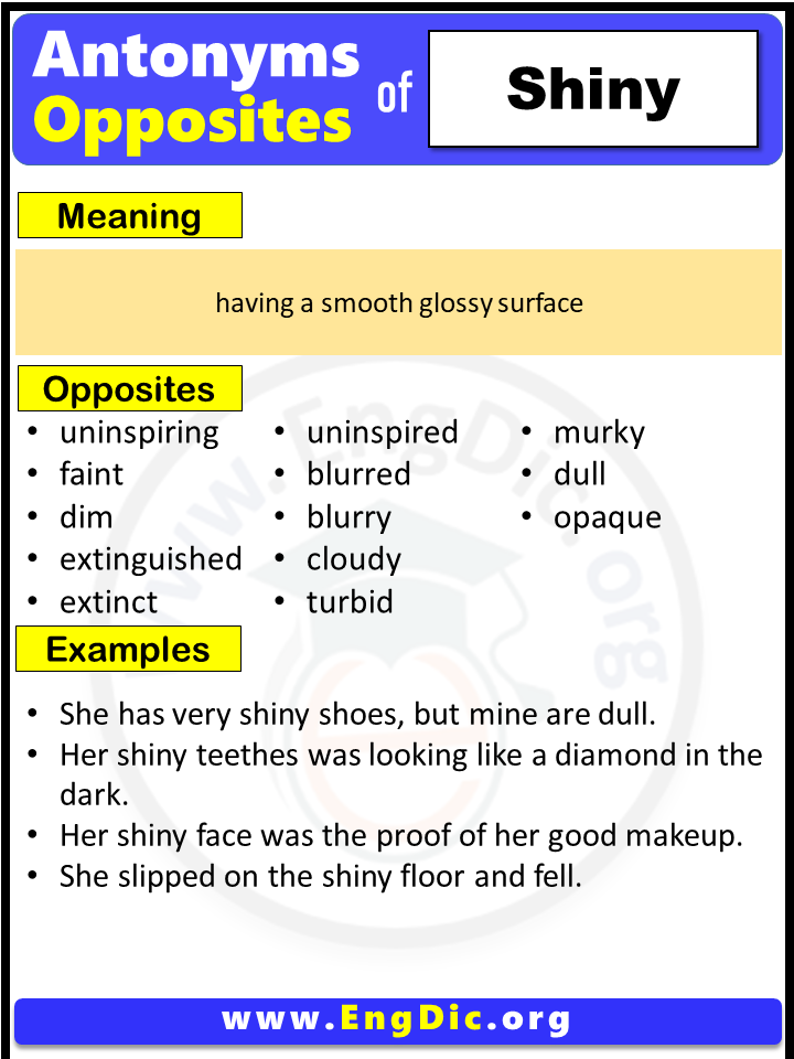 Opposite Of Shiny, Antonyms of Shiny (Example Sentences)