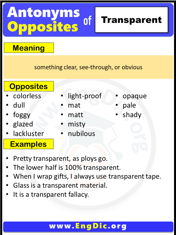 Opposite Of Transparent, Antonyms of Transparent (Example Sentences)