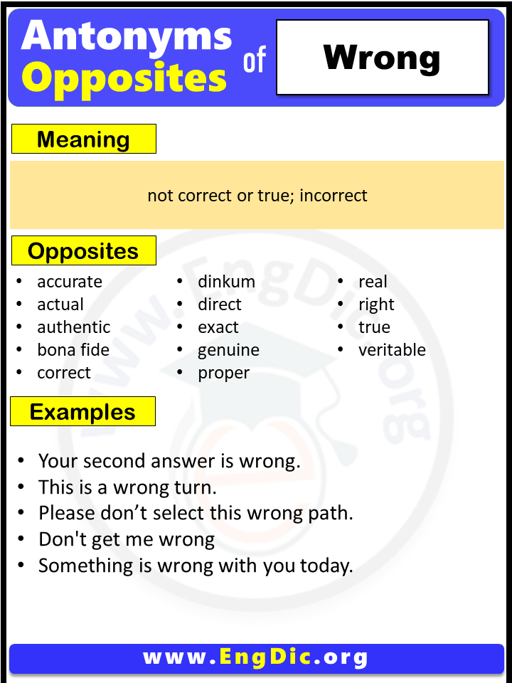 Opposite Of Wrong, Antonyms of Wrong (Example Sentences)