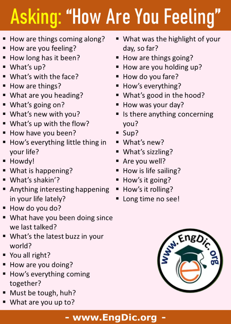 30 Different Ways to Ask How Are You Feeling - EngDic