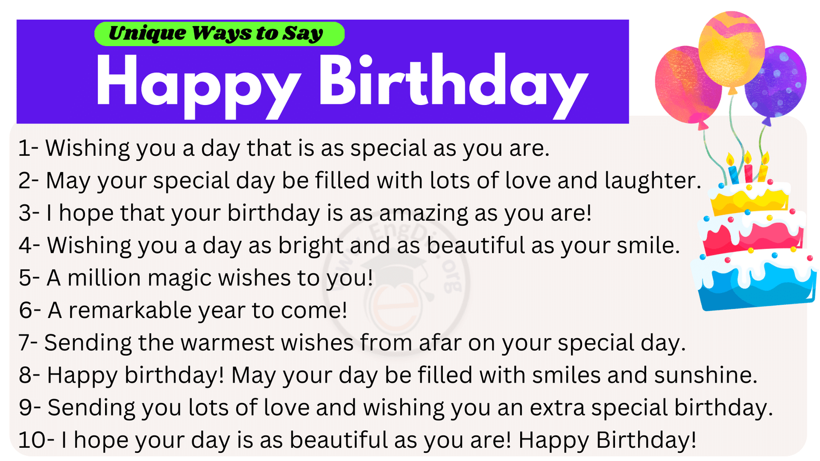 unique Ways to Say Happy Birthday in english