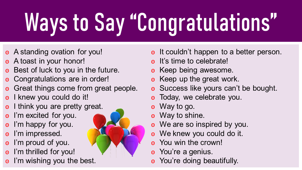 Different Ways To Say Congratulations