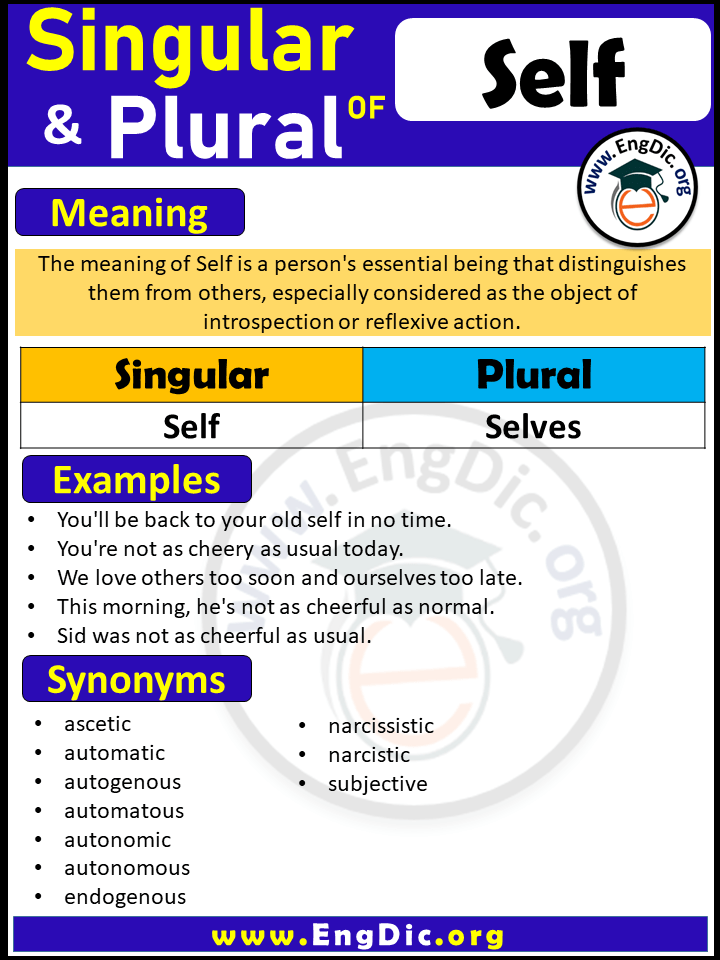 Plural of Self, Singular of Selves, Singular and plural of Self