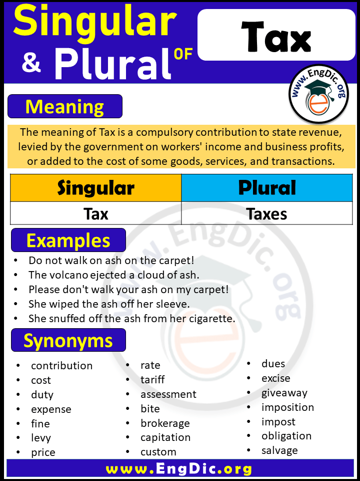 Tax Plural, What is the Plural of Tax?