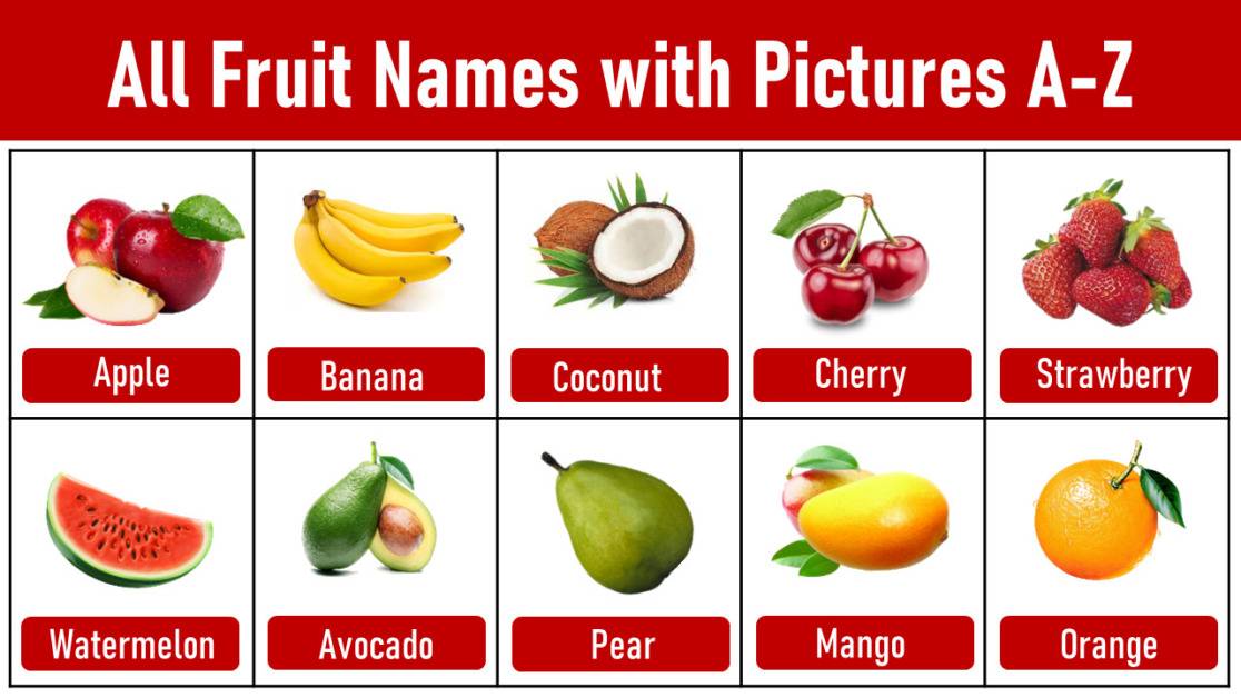 10 Fruits Name with Pictures, Fruits Name List - EngDic