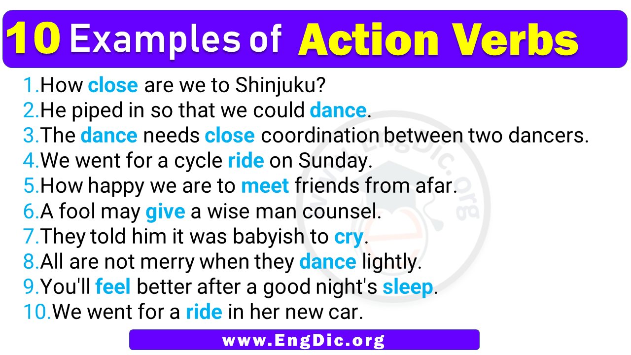 Action Words Examples Sentence With Answers