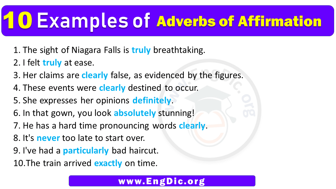 10 Examples of Adverbs of Affirmation in Sentences