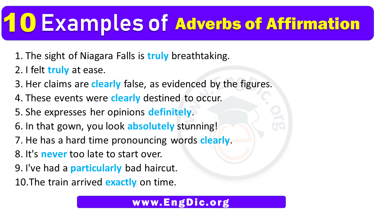 10 Examples Of Adverbs Of Affirmation And Negation In Sentences EngDic