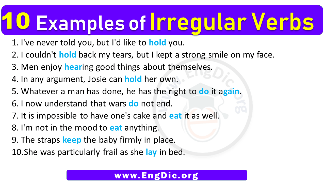 10 Examples Of Irregular Verbs In Sentences EngDic