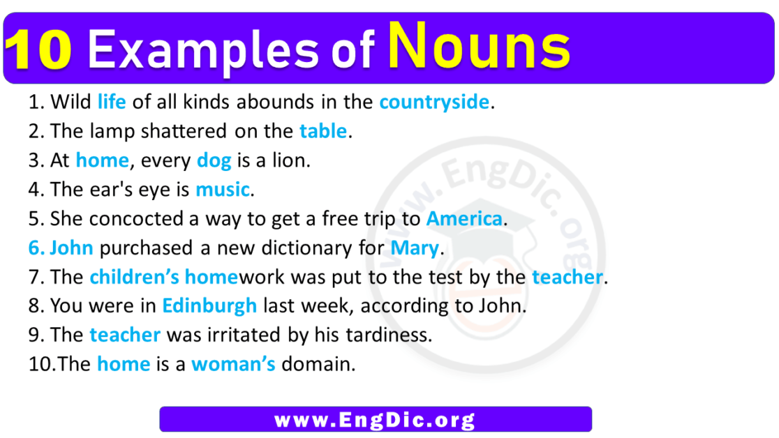 10 Examples Of Noun In Sentences EngDic
