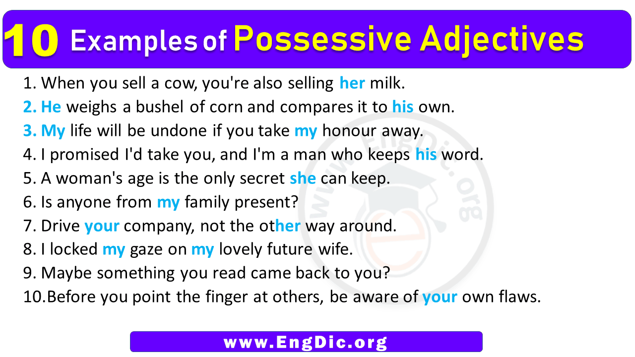 10 Examples of Possessive Adjectives