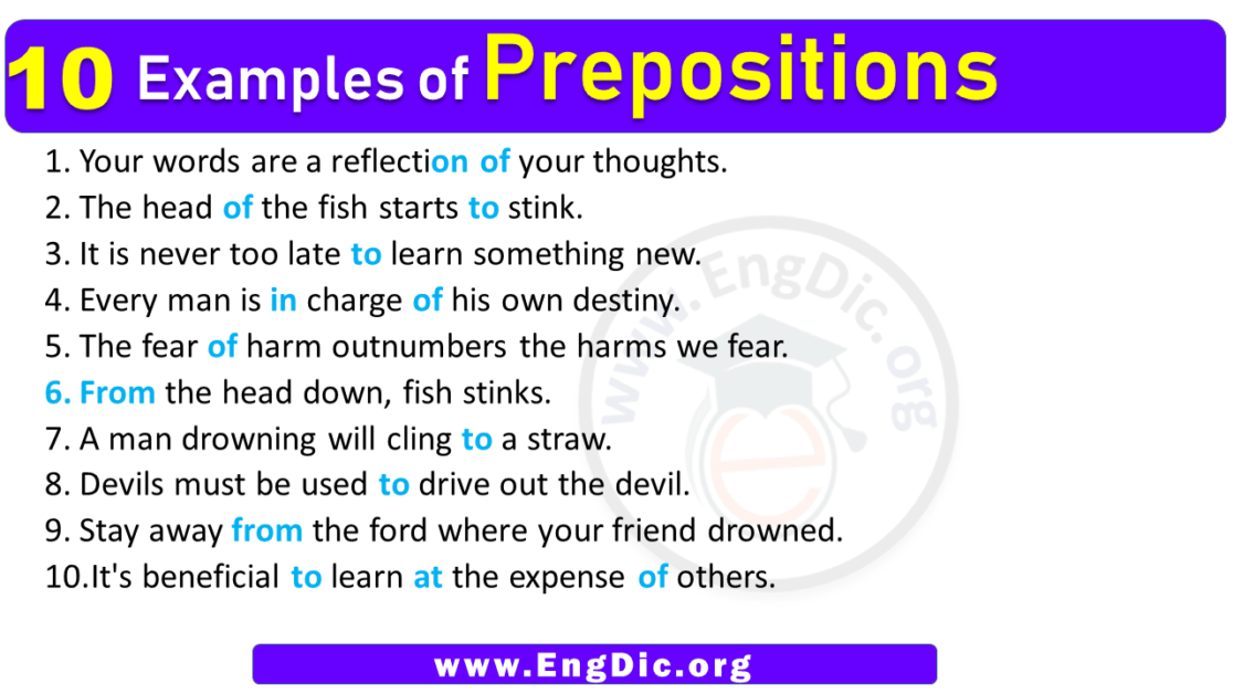 10 Examples of Prepositions in Sentences - EngDic