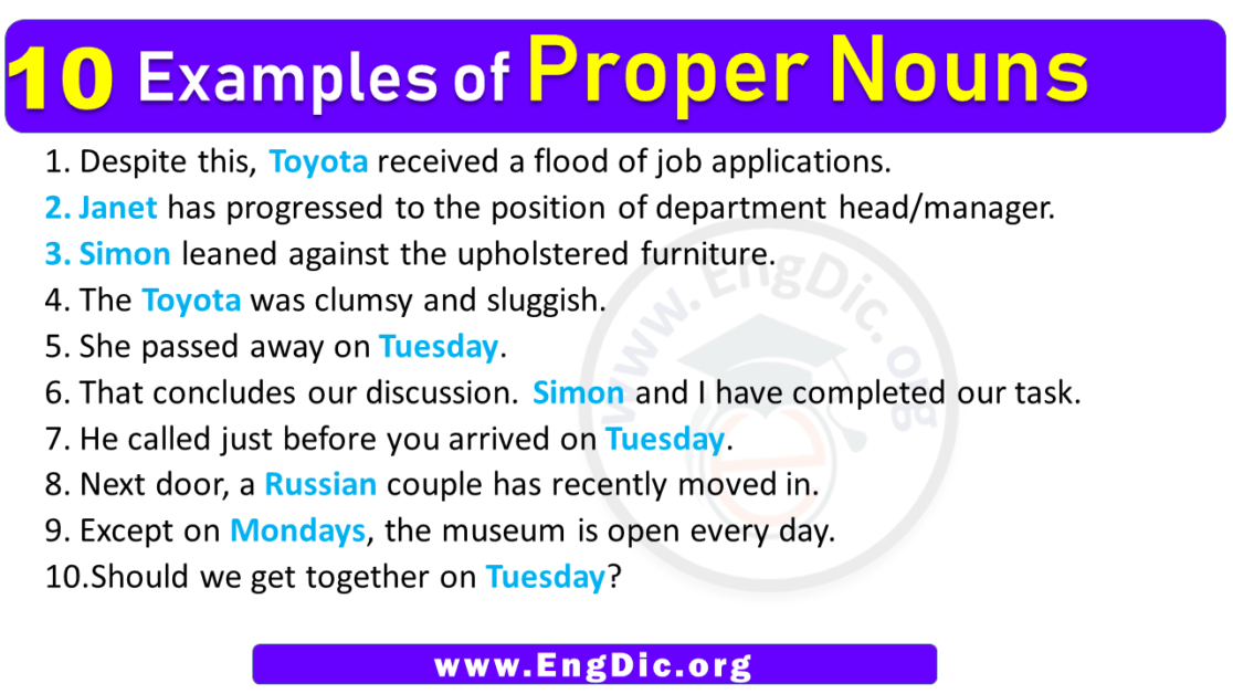 20 Examples Of Proper Noun In Sentences