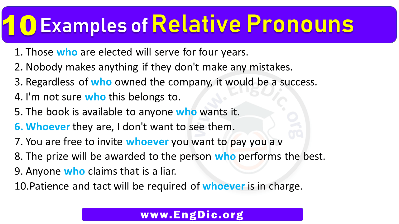 10 Examples Of Relative Pronouns In Sentences EngDic