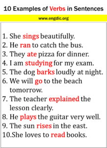 10 Examples of Verbs in Sentences - EngDic