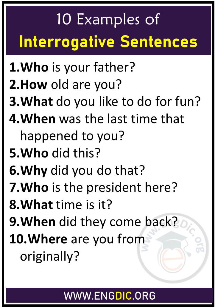 10 Examples Of Interrogative Sentences Engdic 