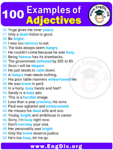 100 Examples of Adjectives in Sentences – EngDic