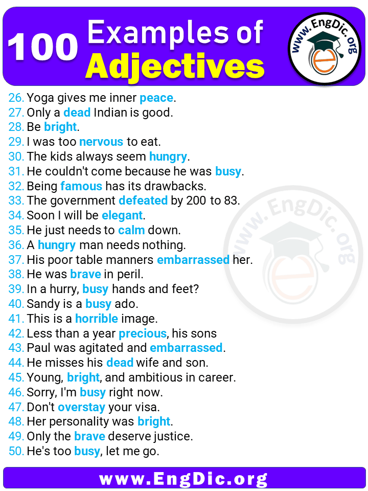 100 Examples of Adjectives in Sentences 2