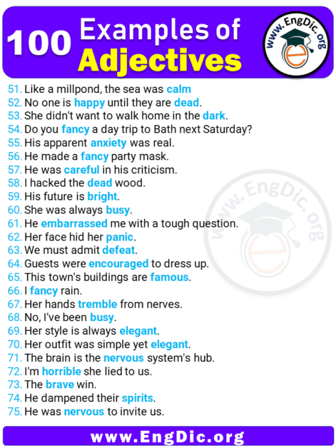100 Examples Of Adjectives In Sentences Engdic